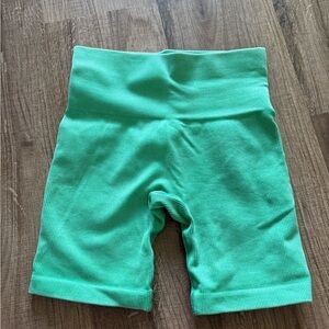 Seamless green Ribbed Biker Shorts